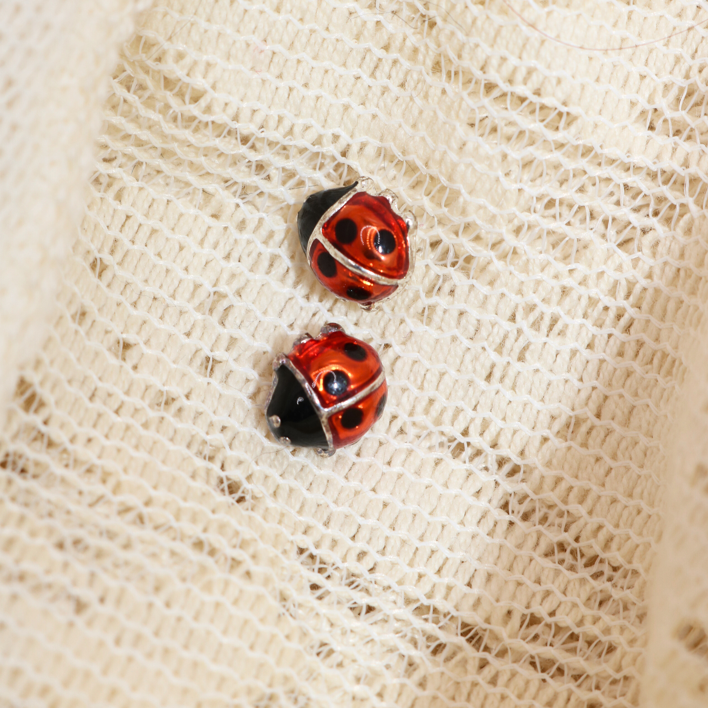 Enamel Ladybug Stud Earrings