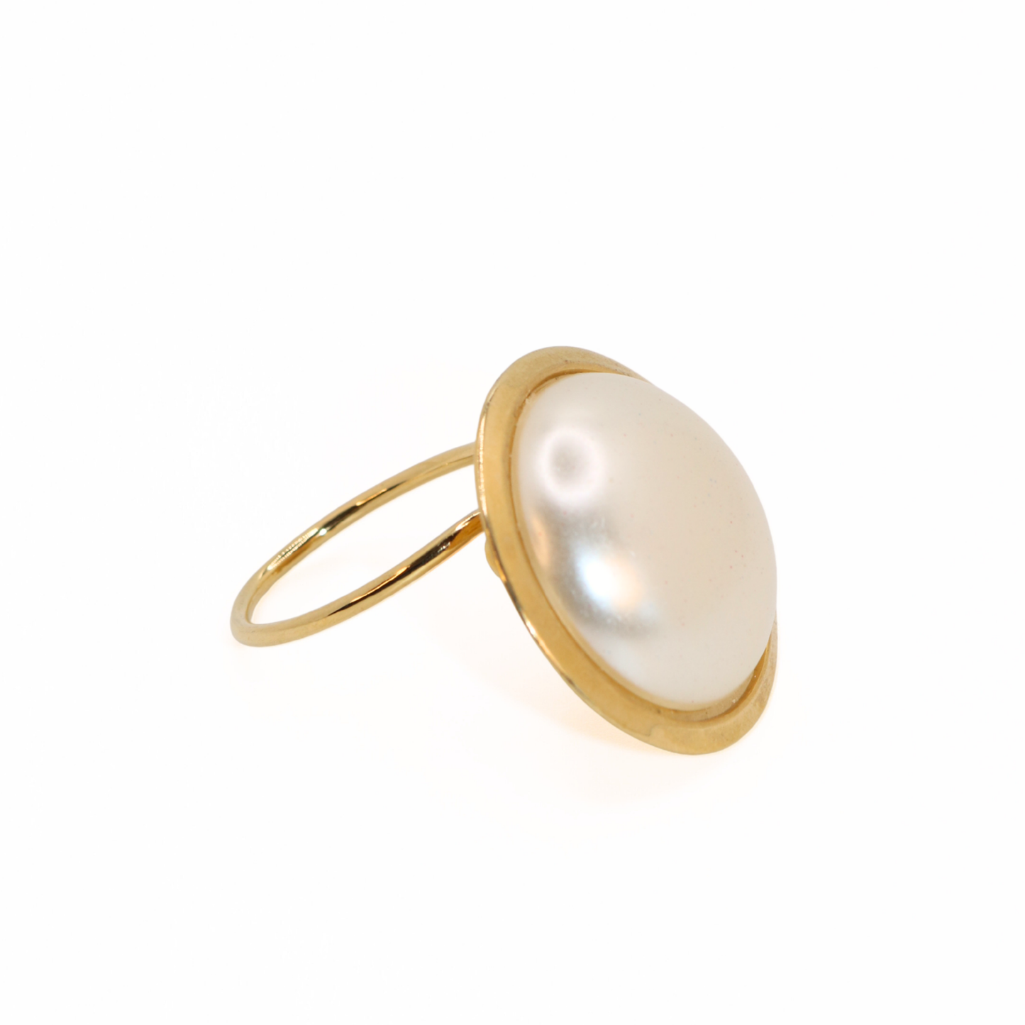 Vintag Gold Tone Faux Mabe Pearl Round Dress Scarf Clip Brooch