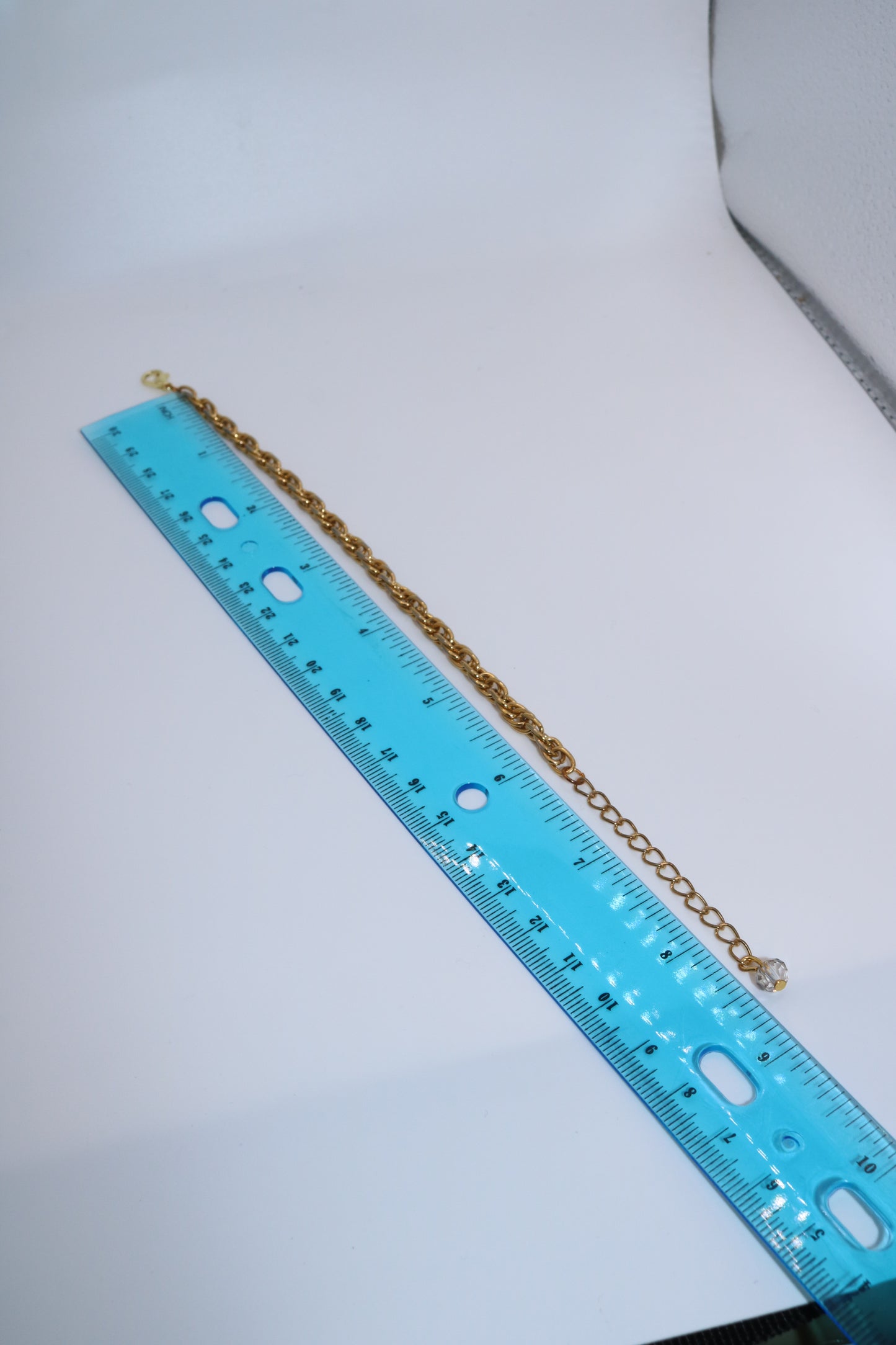 Double Link Gold Chain Bracelet with Clear Crystal Charm