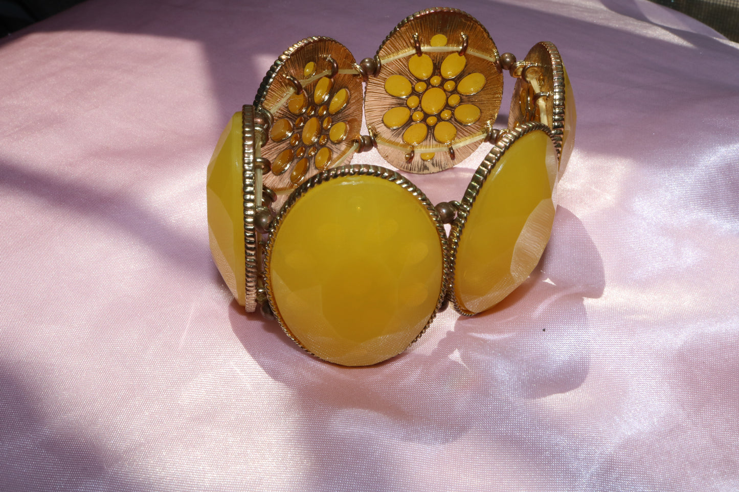 Vintage Yellow Statement Cuff Bracelet