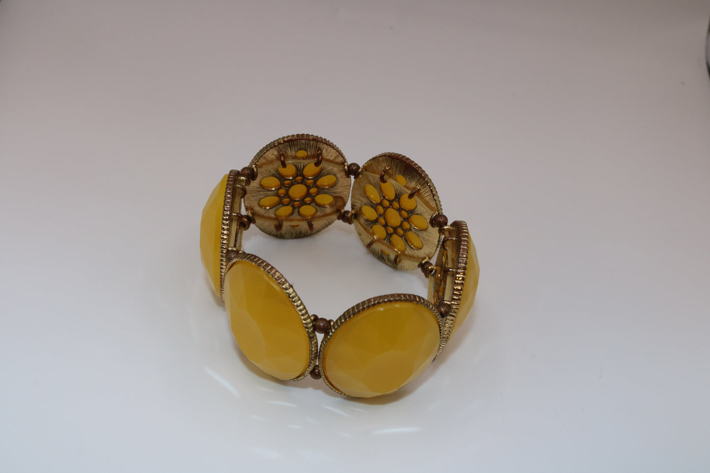 Vintage Yellow Statement Cuff Bracelet