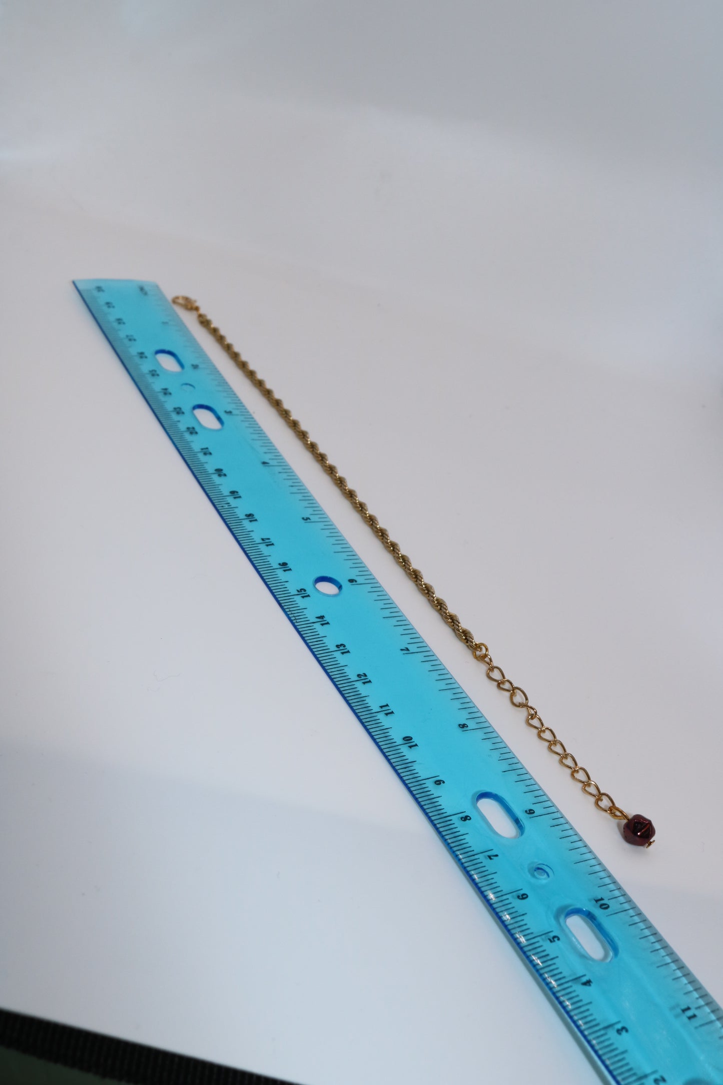 Dainty Gold Rope Chain Bracelet with Purple Bead Charm