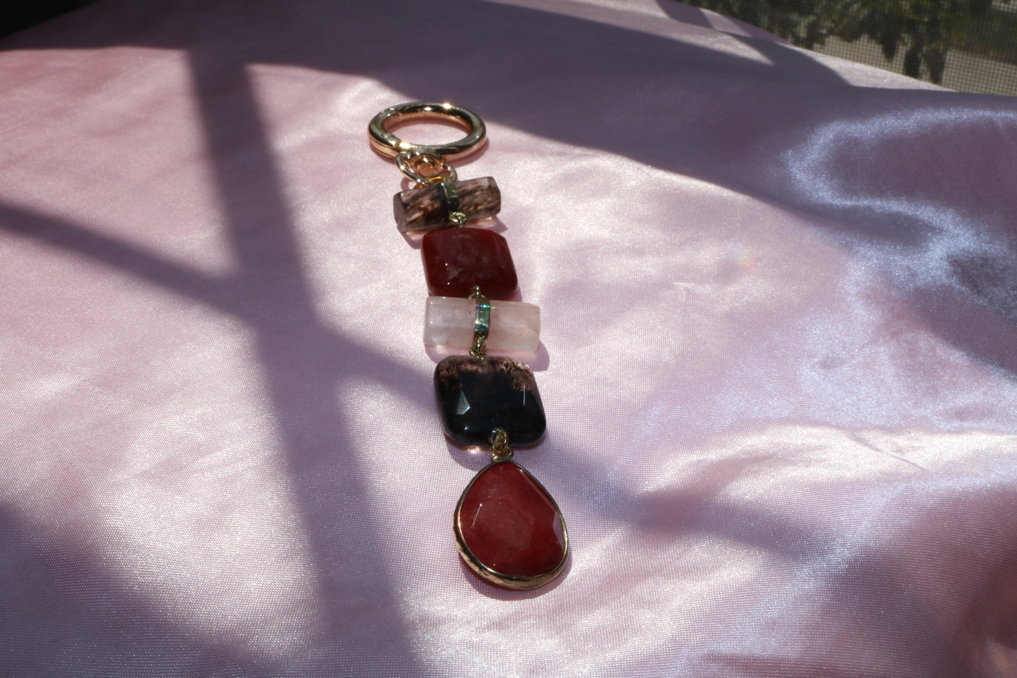 Earthy Gemstone Drop Purse Charm