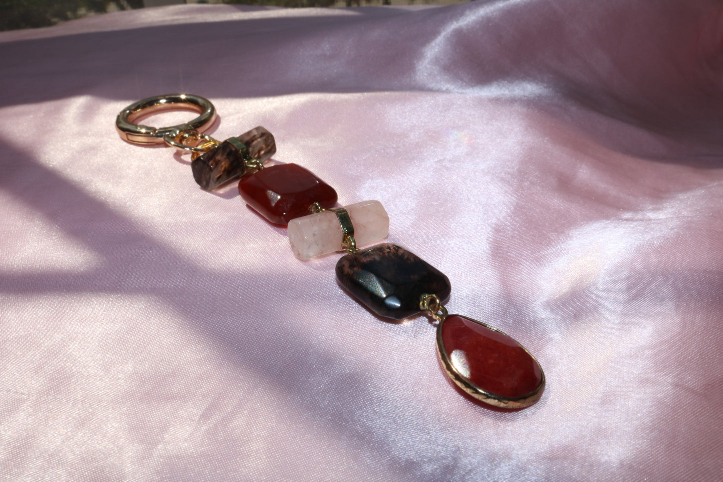 Earthy Gemstone Drop Purse Charm