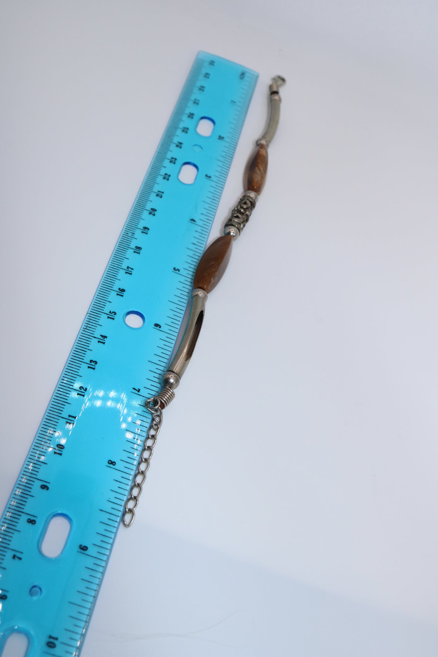 Earth Tone Barrel Bead Bracelet with Silver Accents