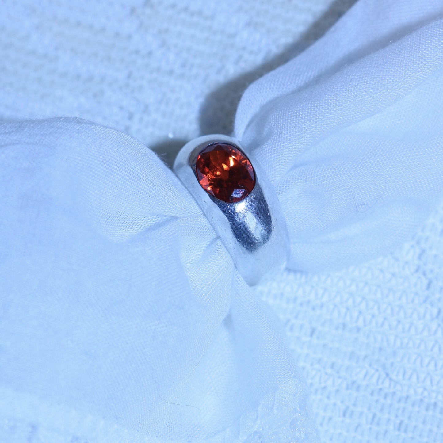 Vintage 925 Sterling Silver Ring with Red Stone