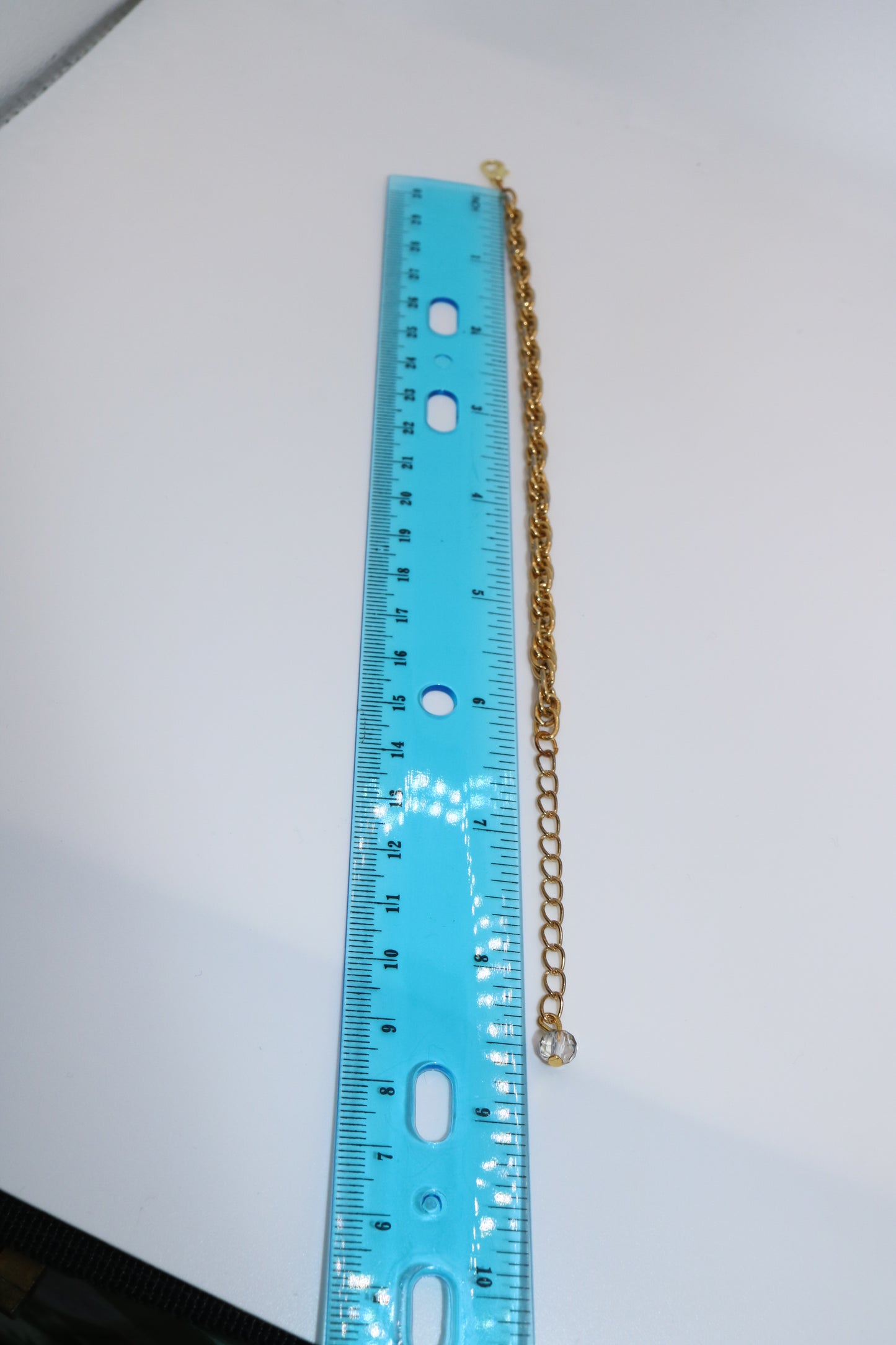 Double Link Gold Chain Bracelet with Clear Crystal Charm