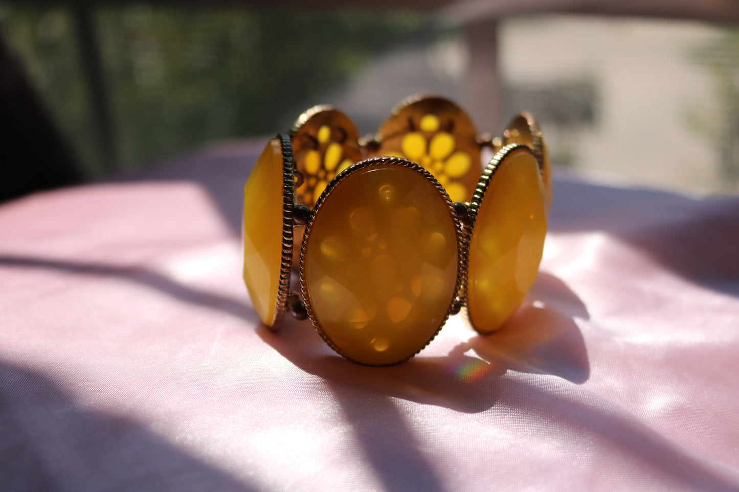 Vintage Yellow Statement Cuff Bracelet