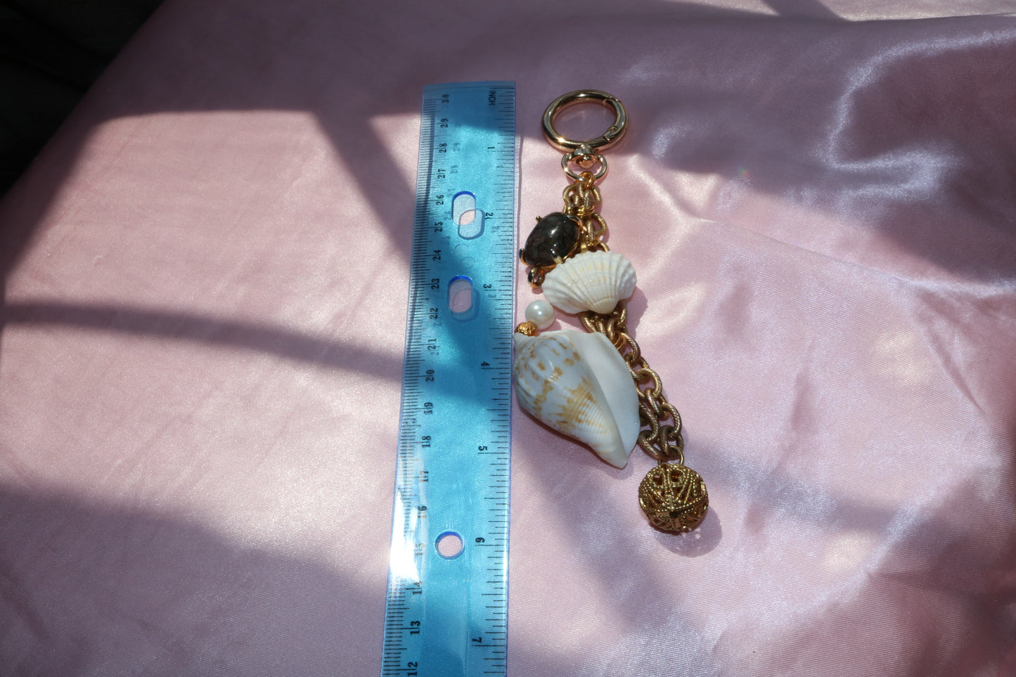 Golden Shell & Pearl Purse Charm