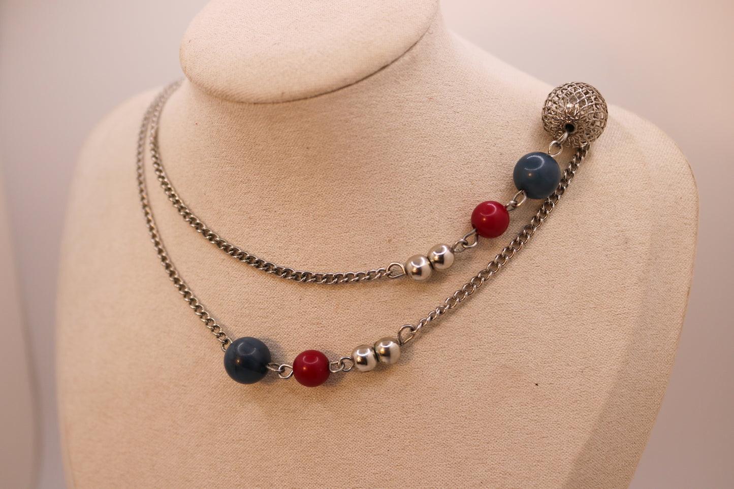 Blush & Sky Double Layer Silver Necklace