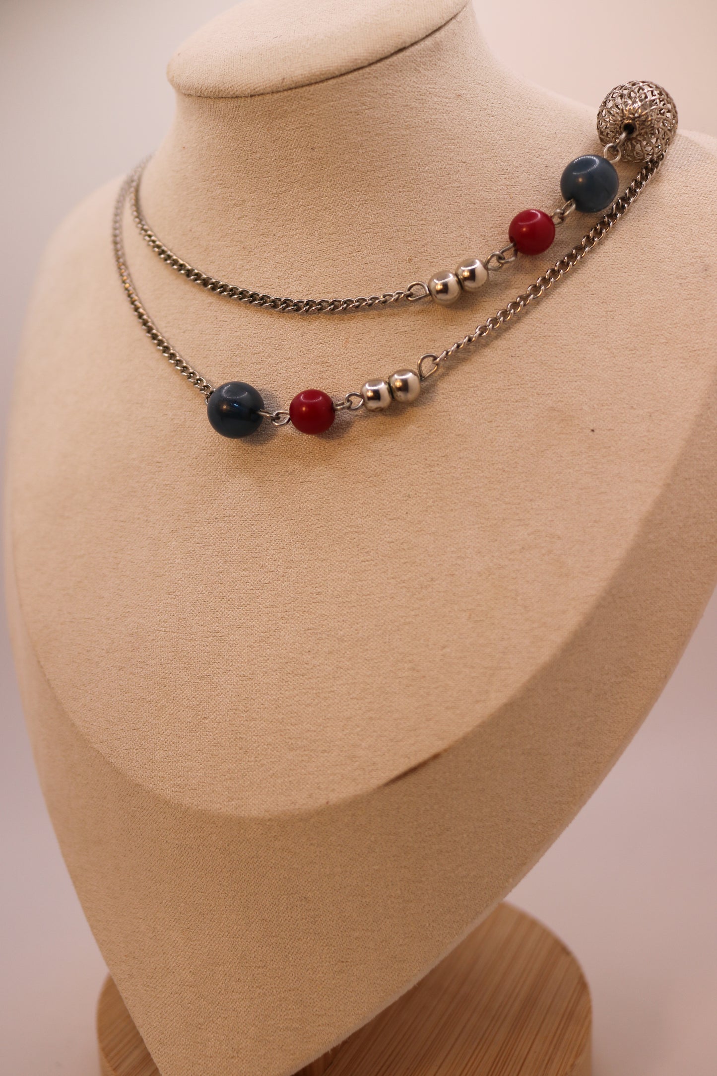 Blush & Sky Double Layer Silver Necklace