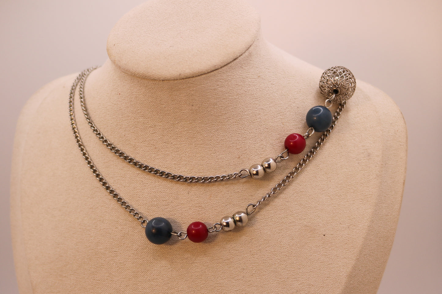 Blush & Sky Double Layer Silver Necklace