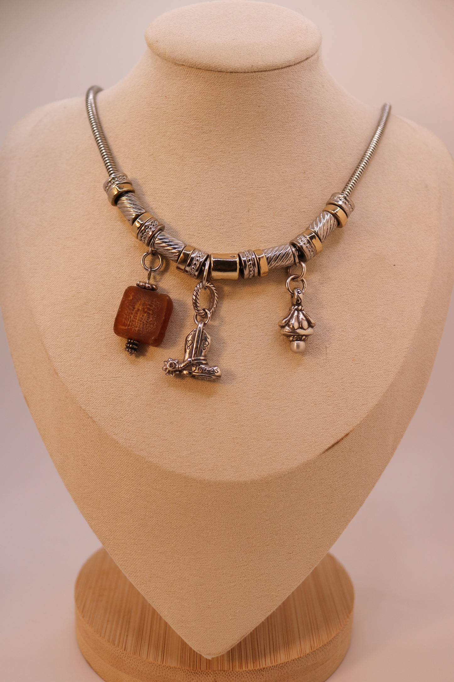 Silver Cowboy Boot Charm Necklace
