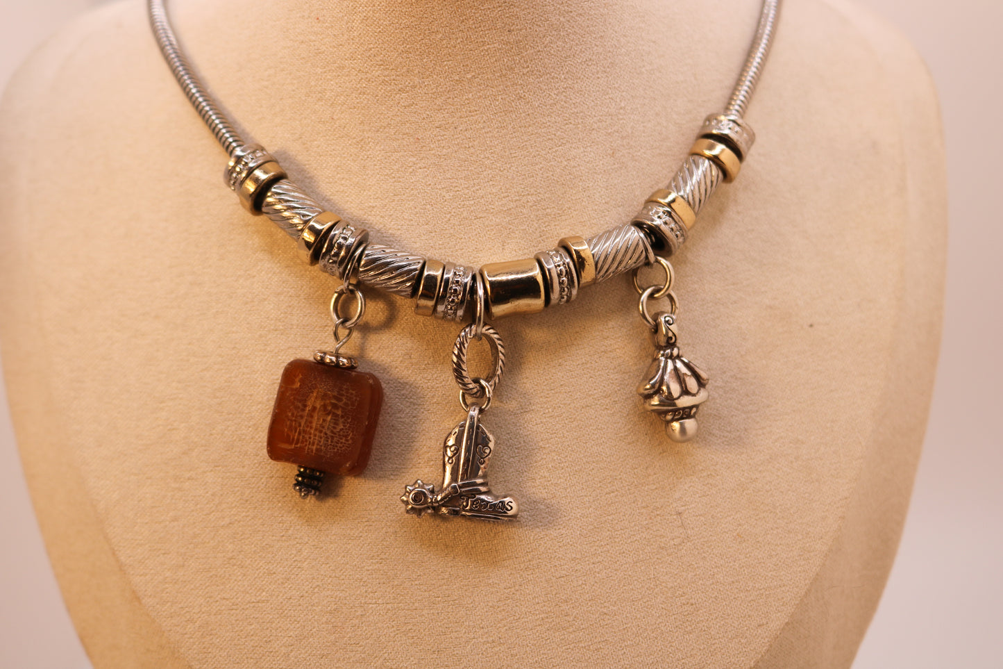 Silver Cowboy Boot Charm Necklace