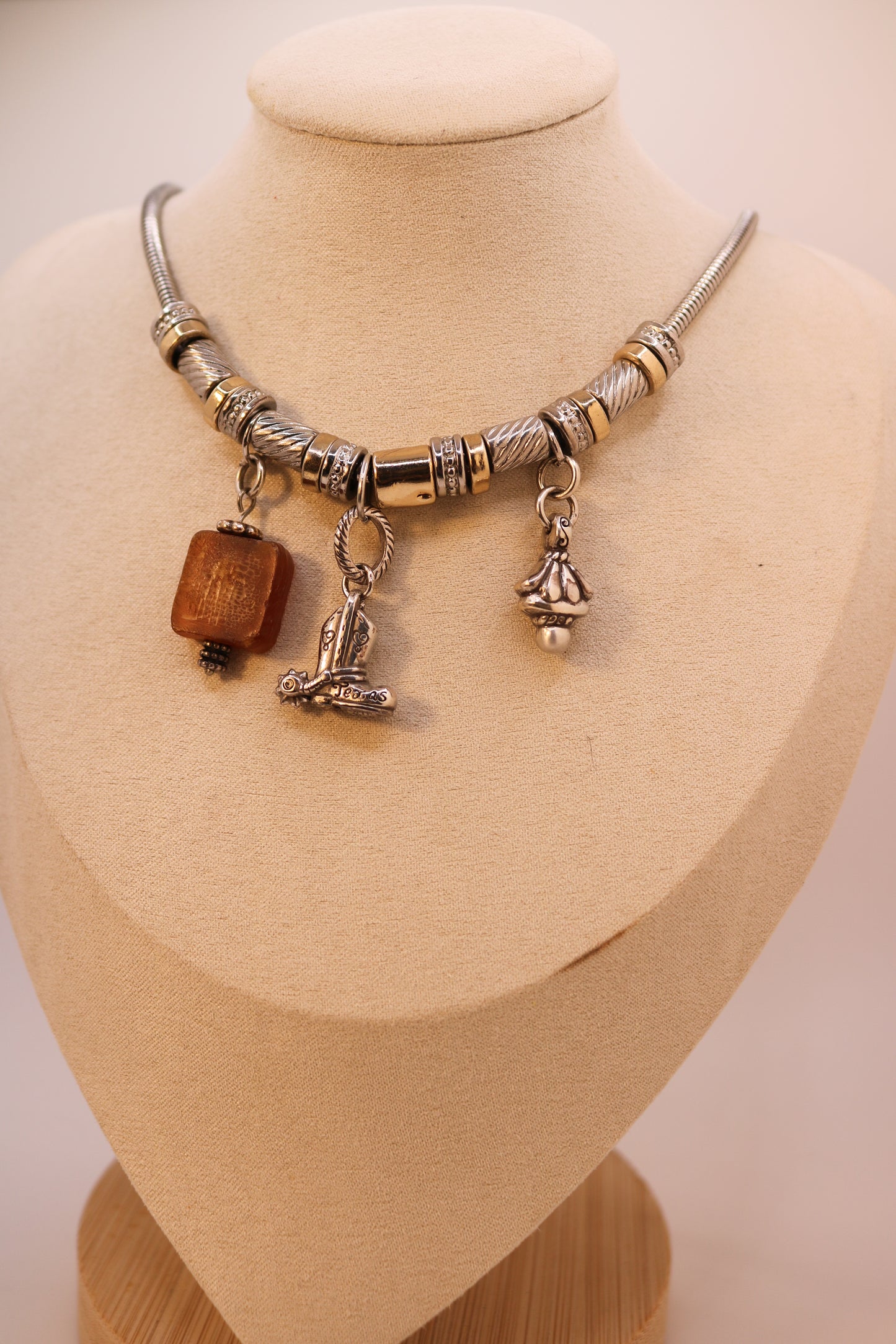 Silver Cowboy Boot Charm Necklace