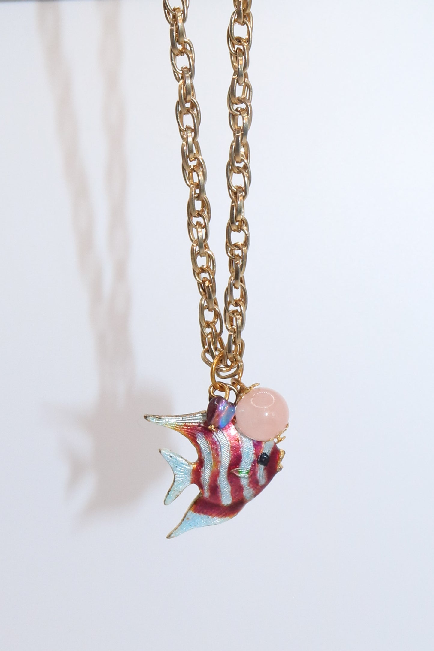Striped Enamel Fish Pendant Necklace