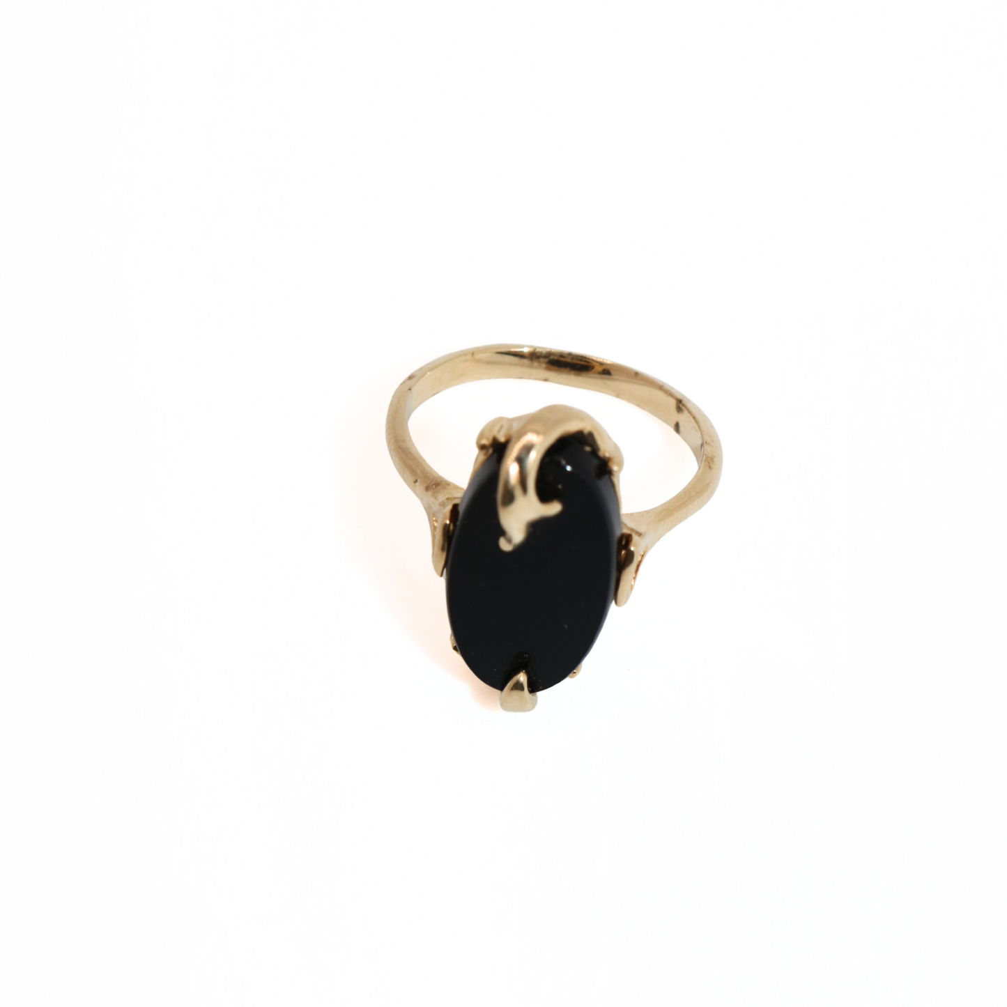 Vintage 1978 Avon Night Flower Onyx Gold Tone Ring