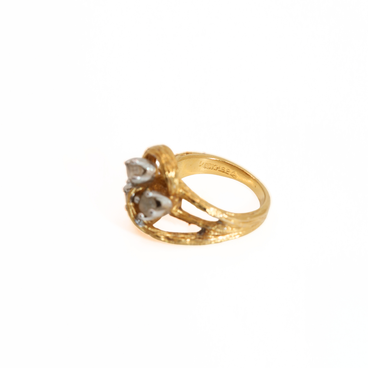 Vintage 18 Karat Heavy Gold Filled Three Stone Ring