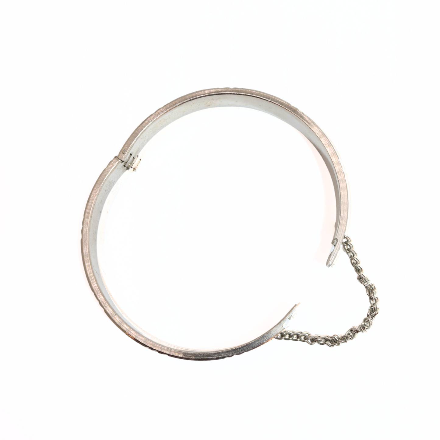 Vintage Silver Tone Starburst Etched Hinged Bangle Bracelet