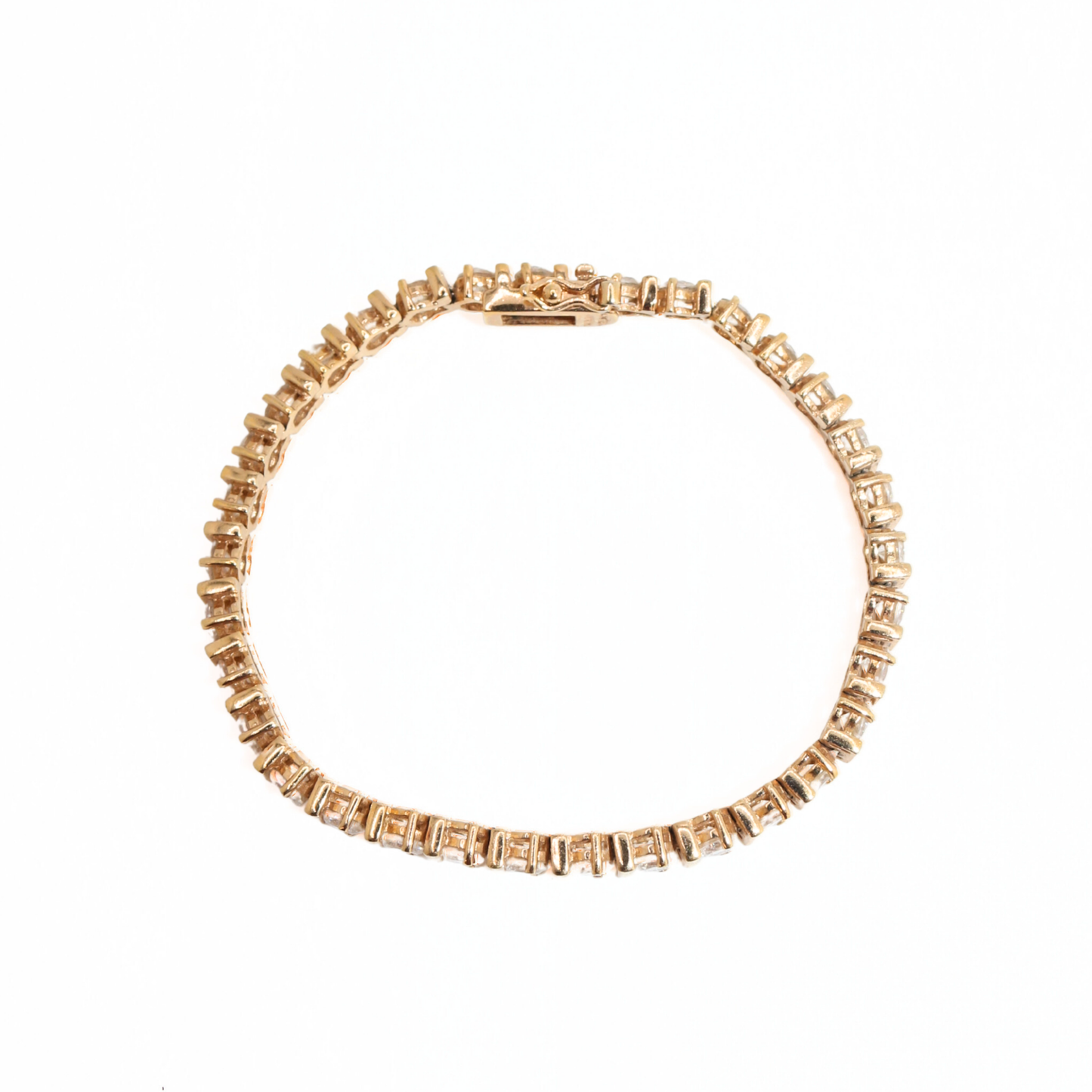 Vintage Gold-Plated 925 Sterling Silver Cubic Zirconia Tennis Bracelet