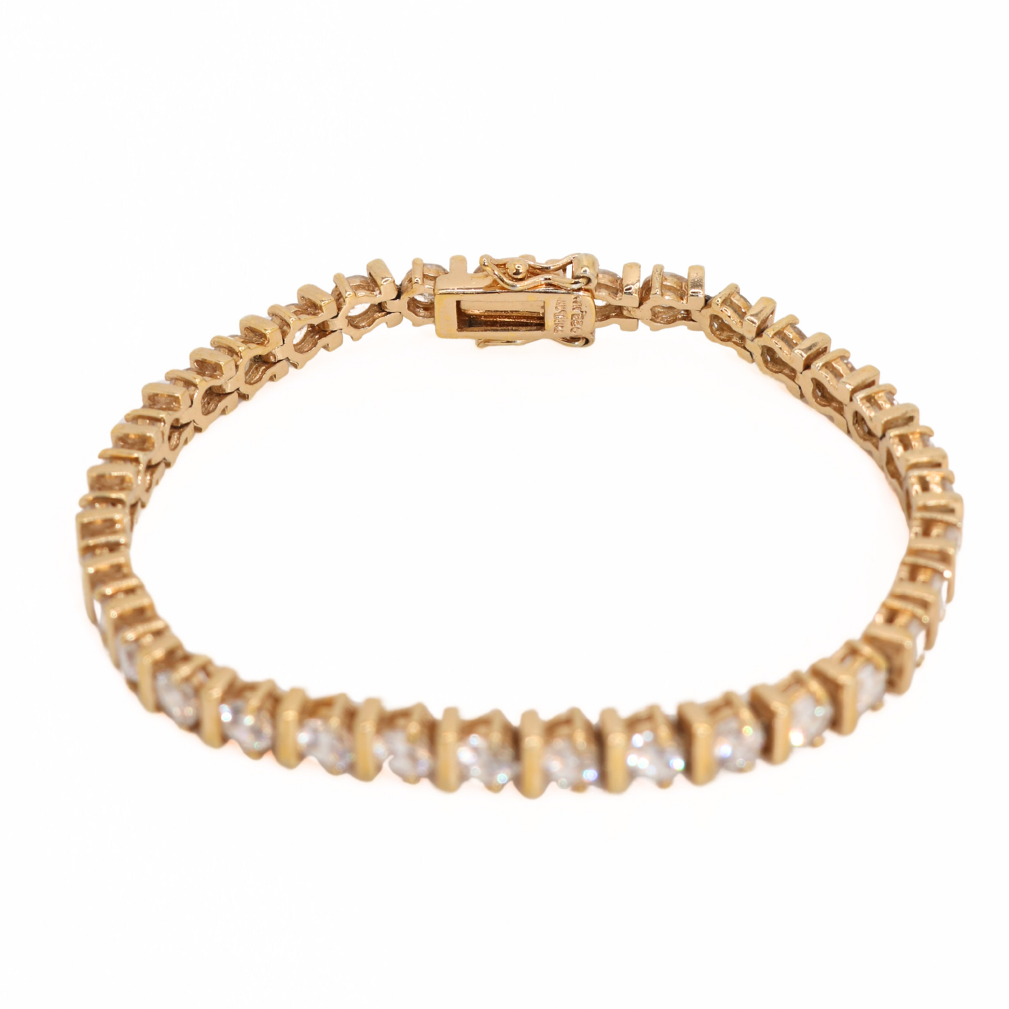 Vintage Gold-Plated 925 Sterling Silver Cubic Zirconia Tennis Bracelet
