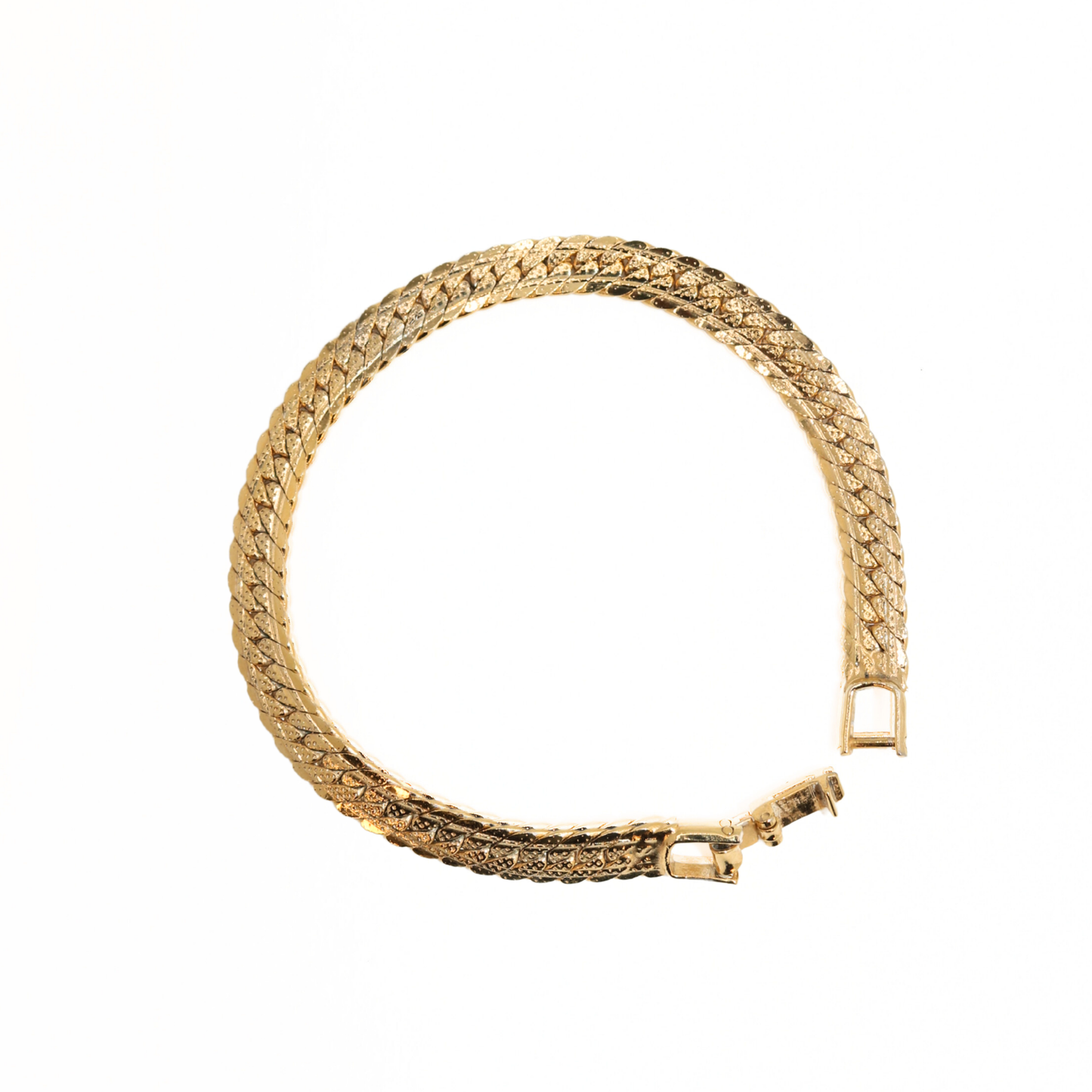 Vintage Gold Tone Herringbone Link Bracelet