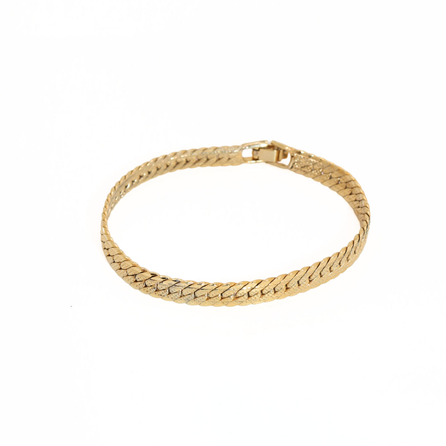 Vintage Gold Tone Herringbone Link Bracelet