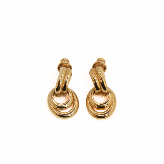 Vintage Monet Triple Hoop Door Knocker Earrings