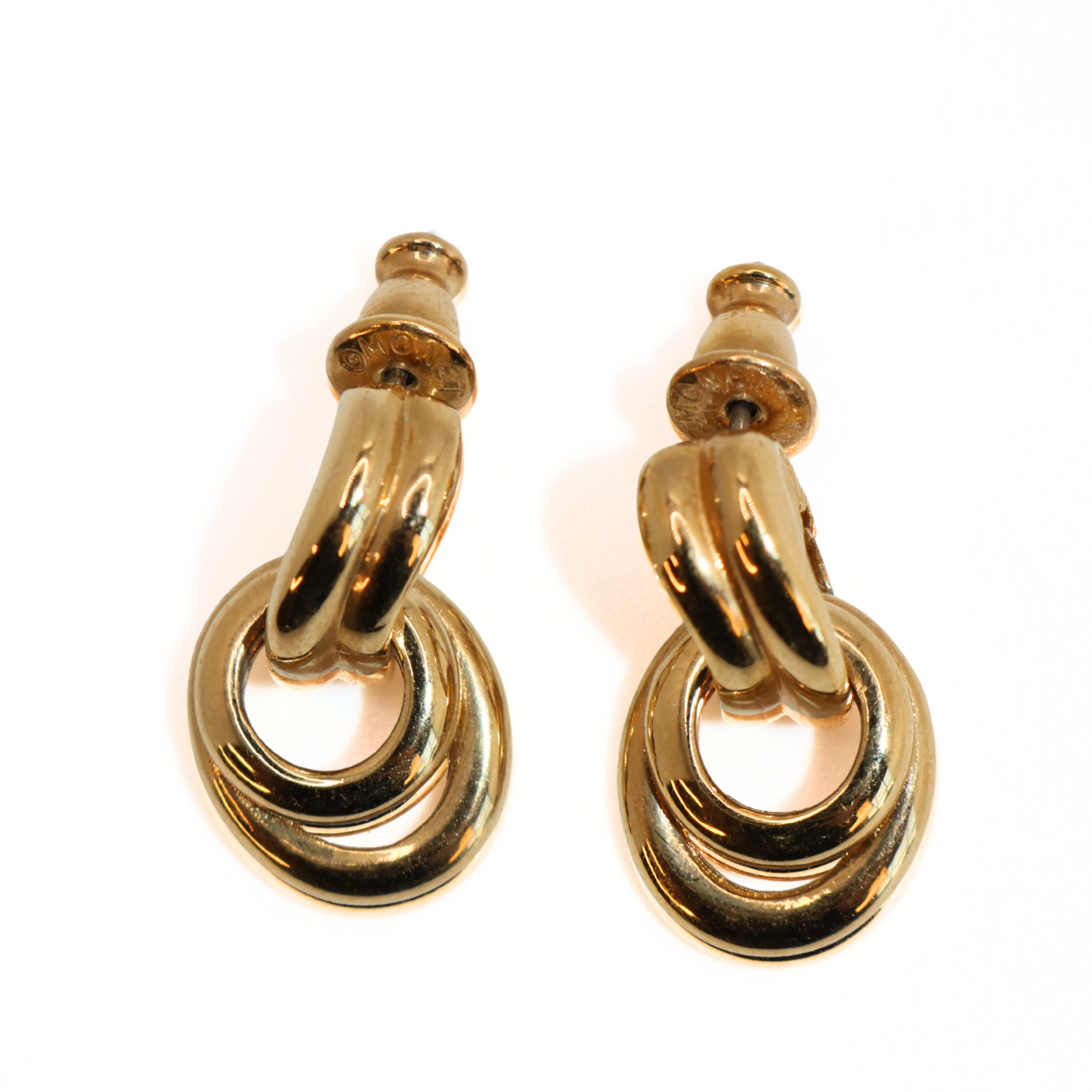 Vintage Monet Triple Hoop Door Knocker Earrings