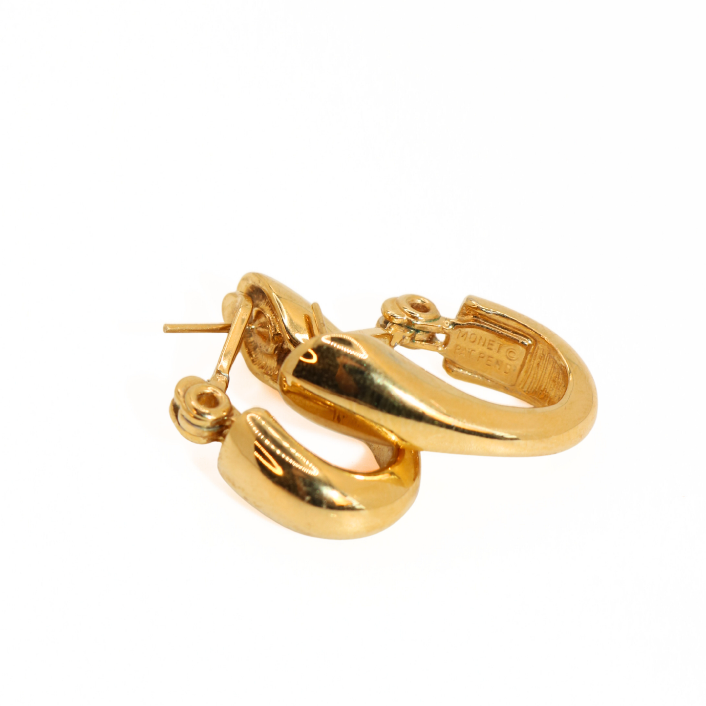 Vintage Monet Gold Tone U-shaped Hoop Earrings