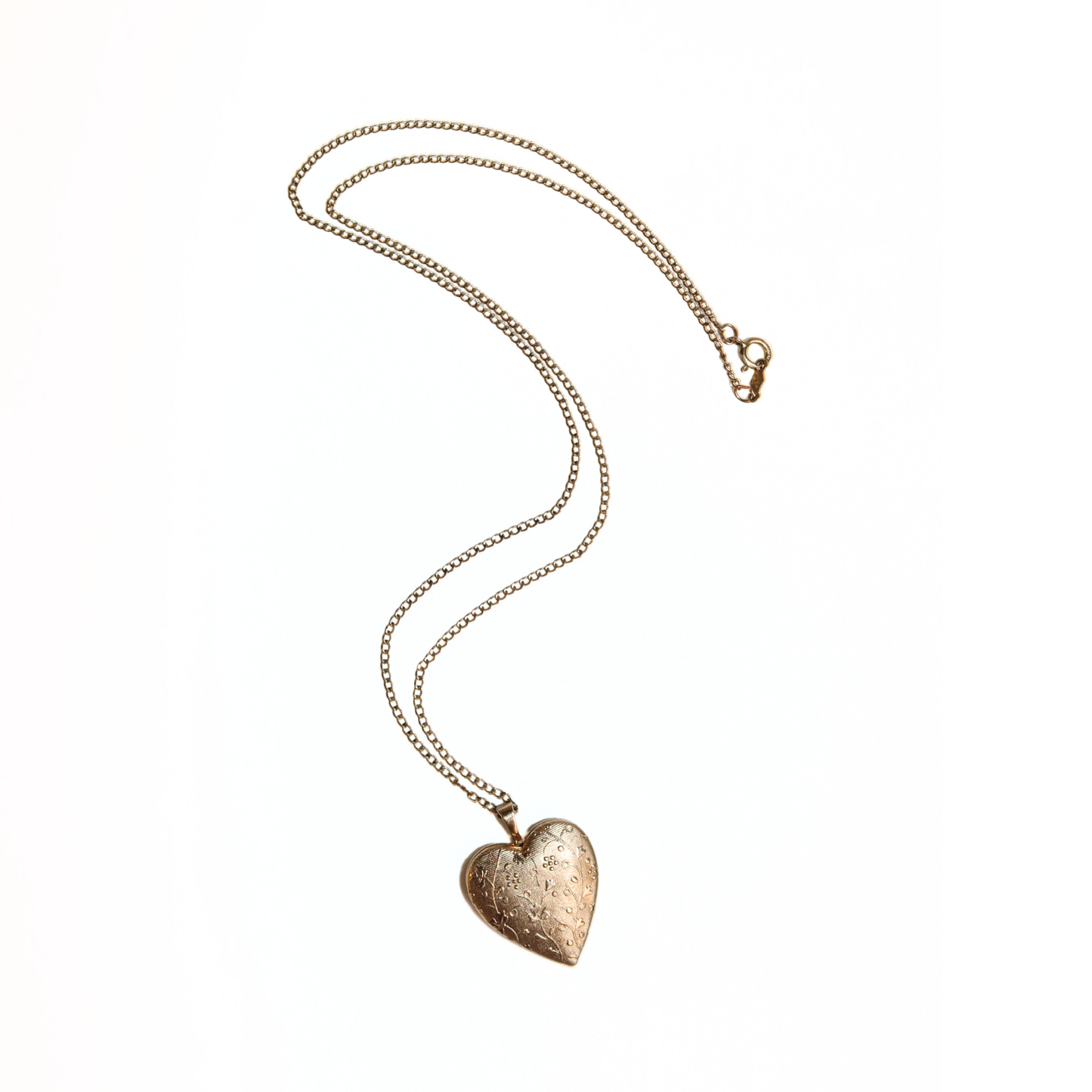 Vintage Gold-Filled Engraved Heart Locket Necklace