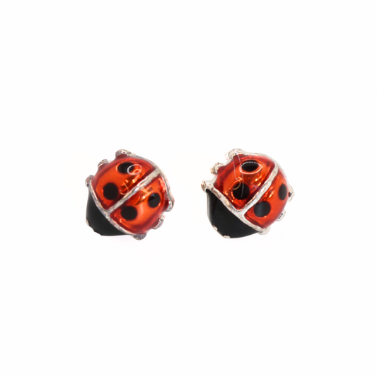 Enamel Ladybug Stud Earrings