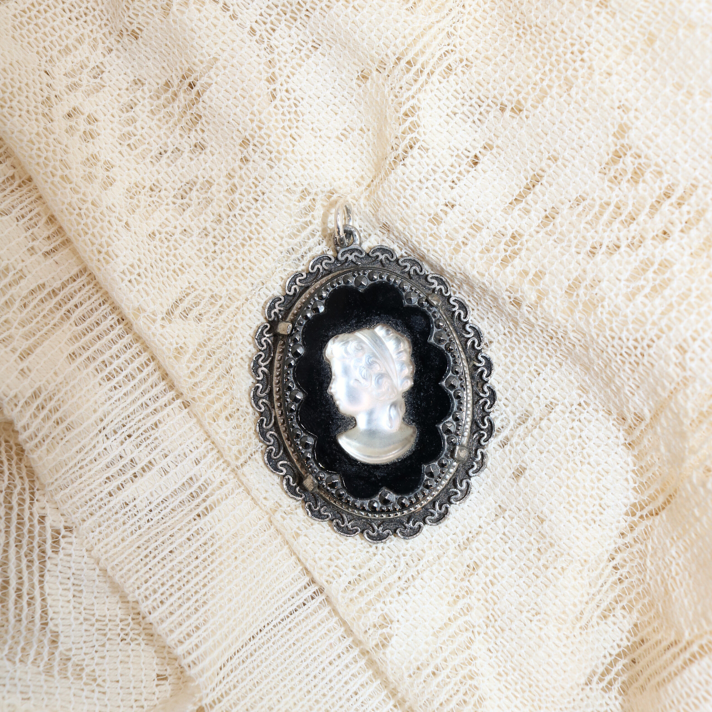Vintage Black Cameo Pendant