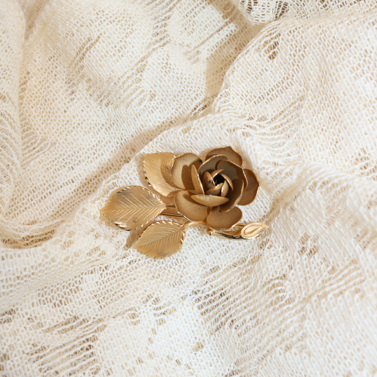 Vintage Giovanni Gold-Tone Rose Brooch