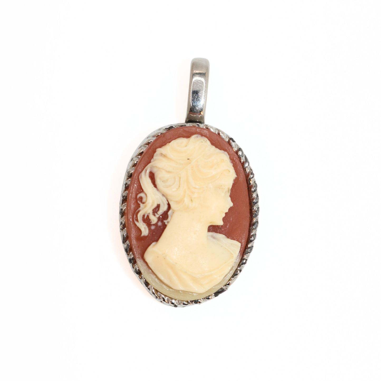 Vintage Estate Pink Cameo Lady Maiden Pendant