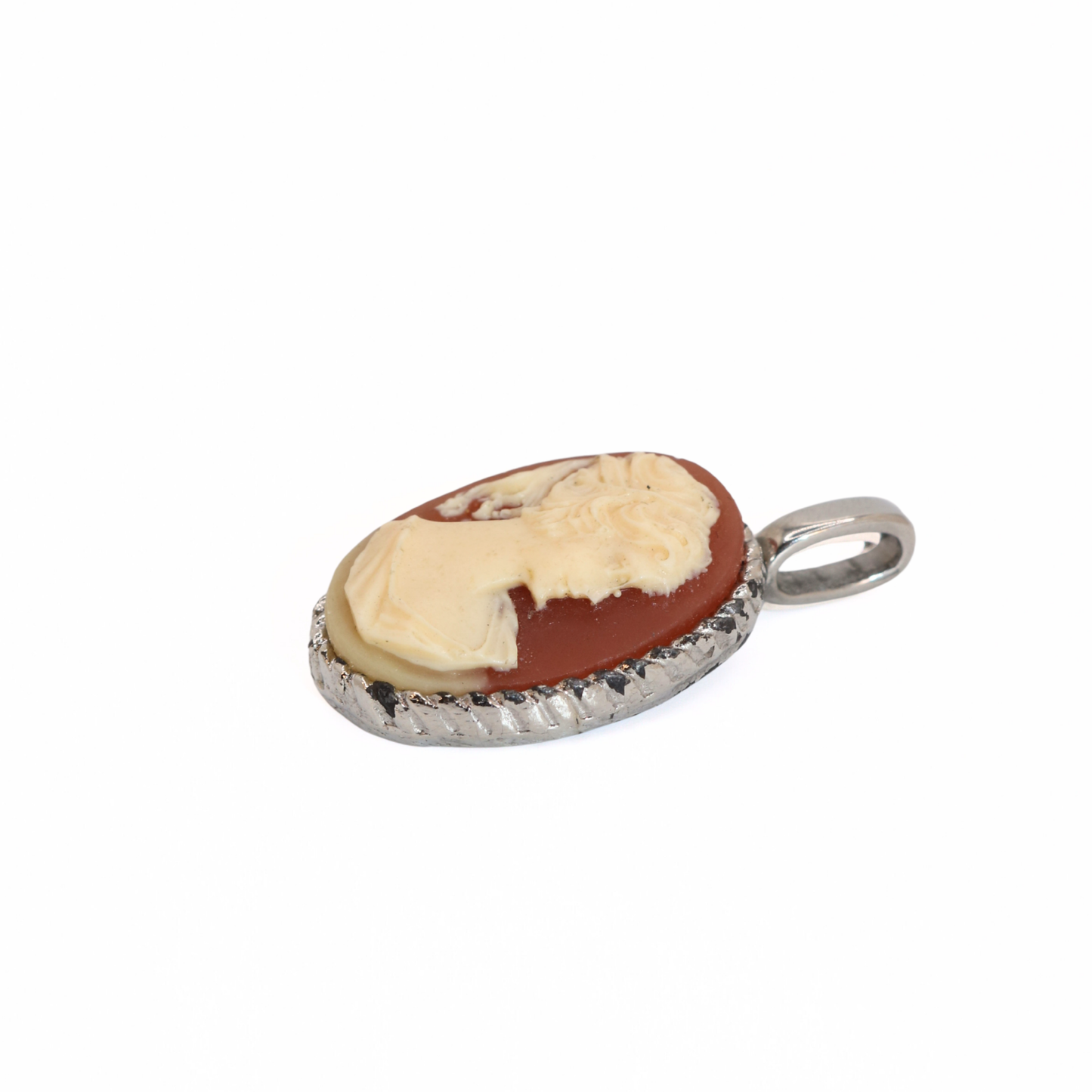 Vintage Estate Pink Cameo Lady Maiden Pendant