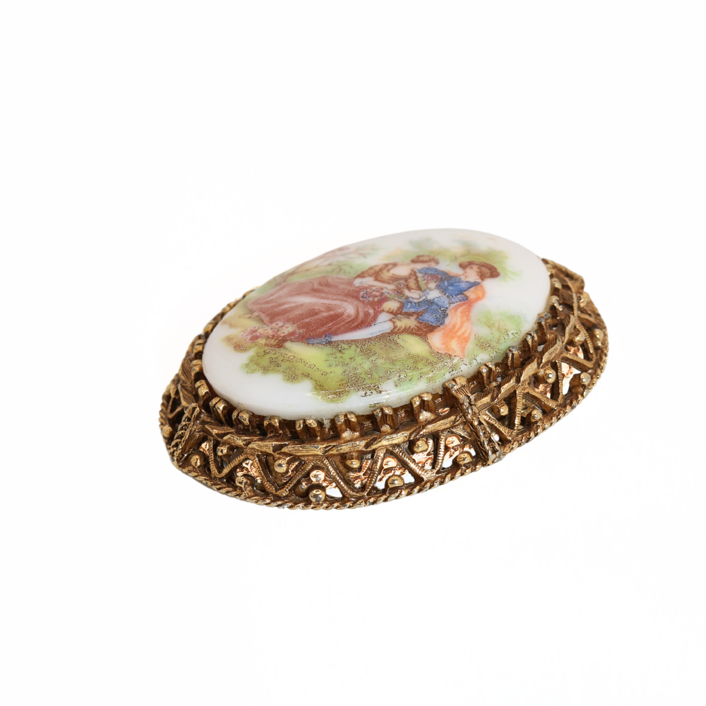 Vintage 1950s Fragonard Porcelain Cameo Brooch