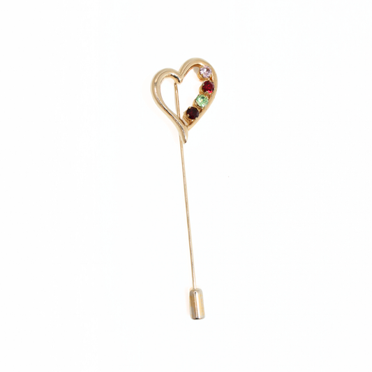 Vintage Anson Gold Tone Heart Stick Pin