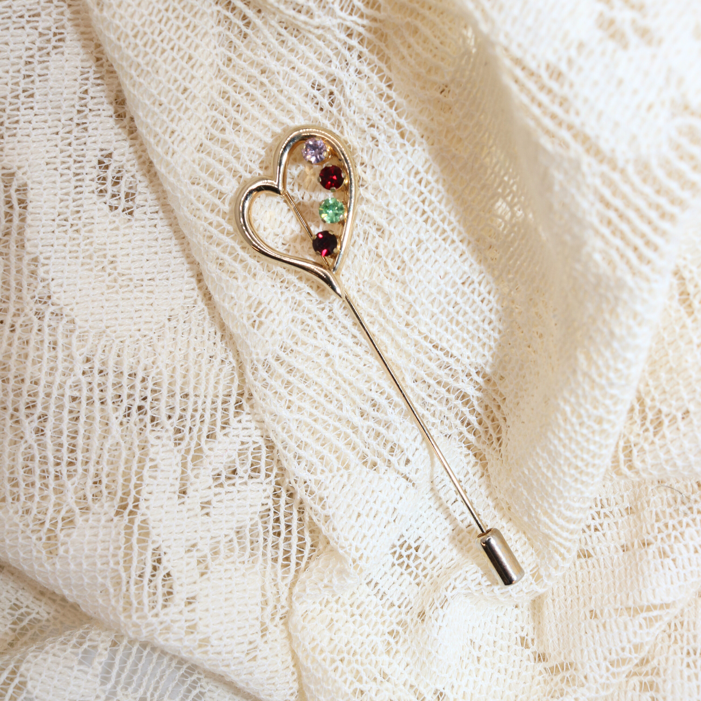 Vintage Anson Gold Tone Heart Stick Pin