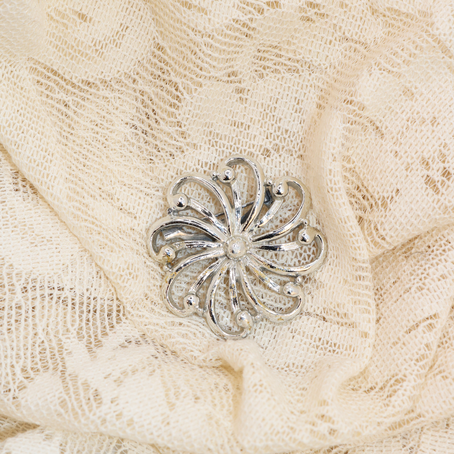 Vintage Gerry’s Silver Tone Flower Spiral Brooch