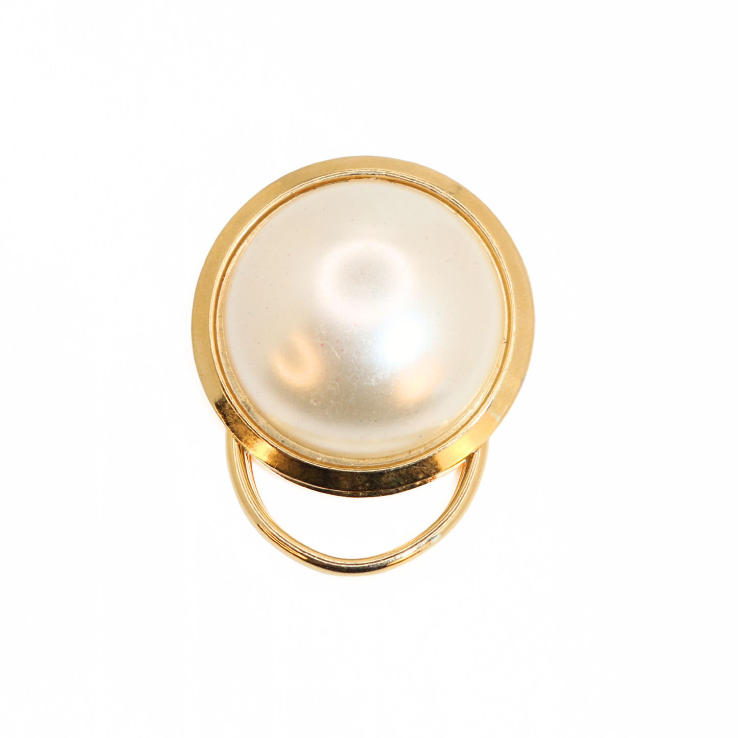 Vintag Gold Tone Faux Mabe Pearl Round Dress Scarf Clip Brooch