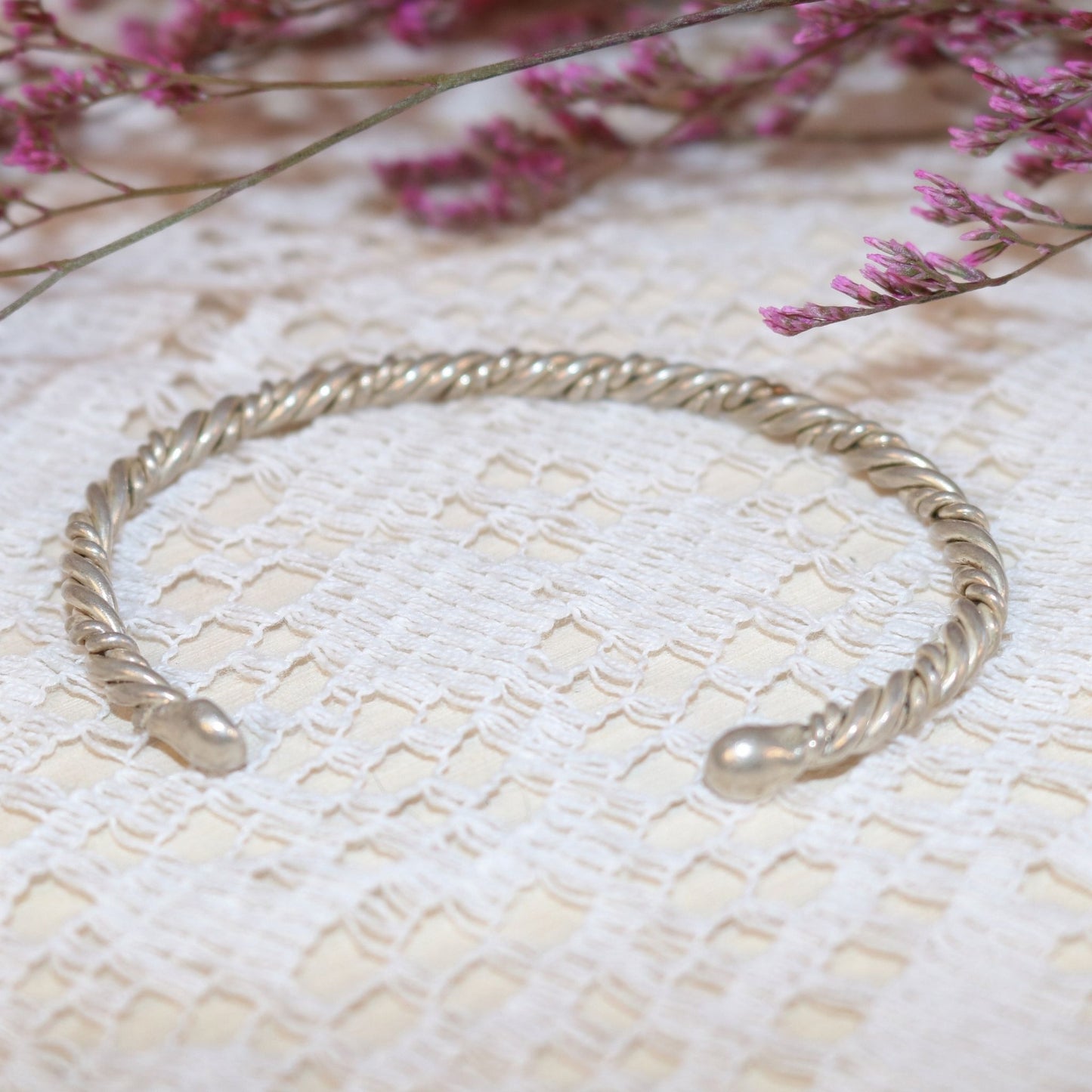 Twisted Silver Tone Cuff Bracelet