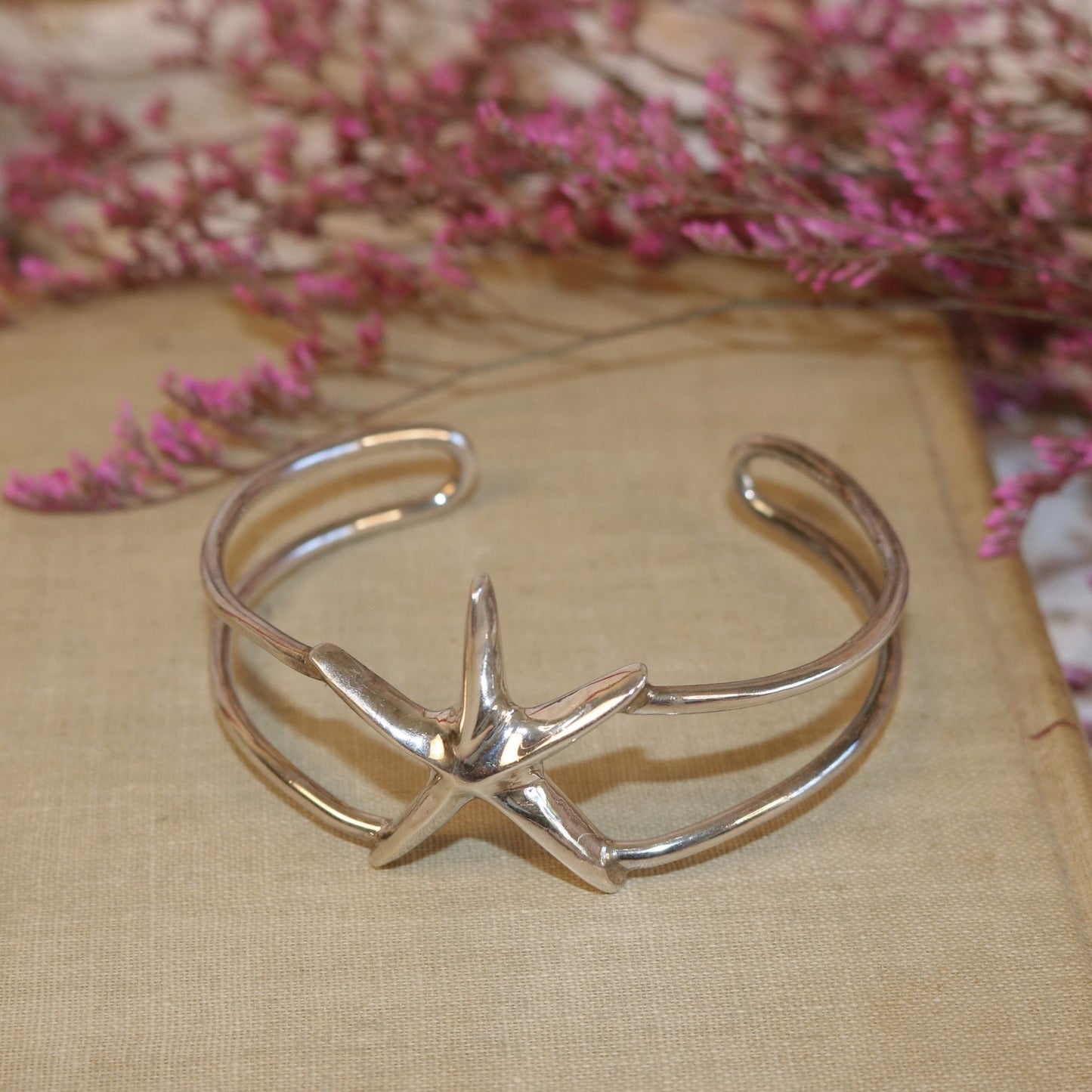 Mexican Sterling Silver Starfish Cuff Bracelet