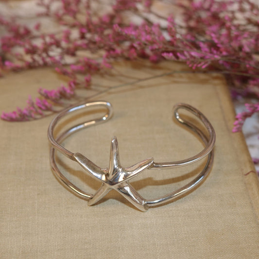 Mexican Sterling Silver Starfish Cuff Bracelet