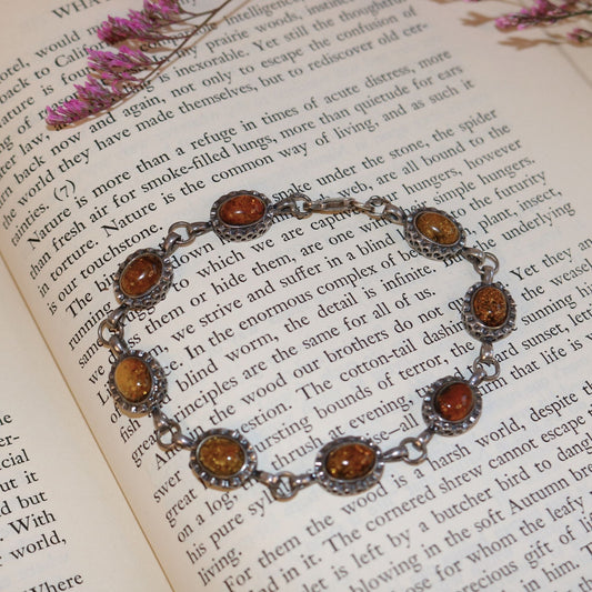 Sterling Silver Baltic Amber Link Bracelet