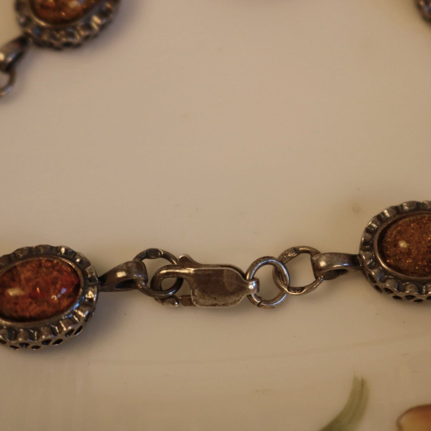 Sterling Silver Baltic Amber Link Bracelet