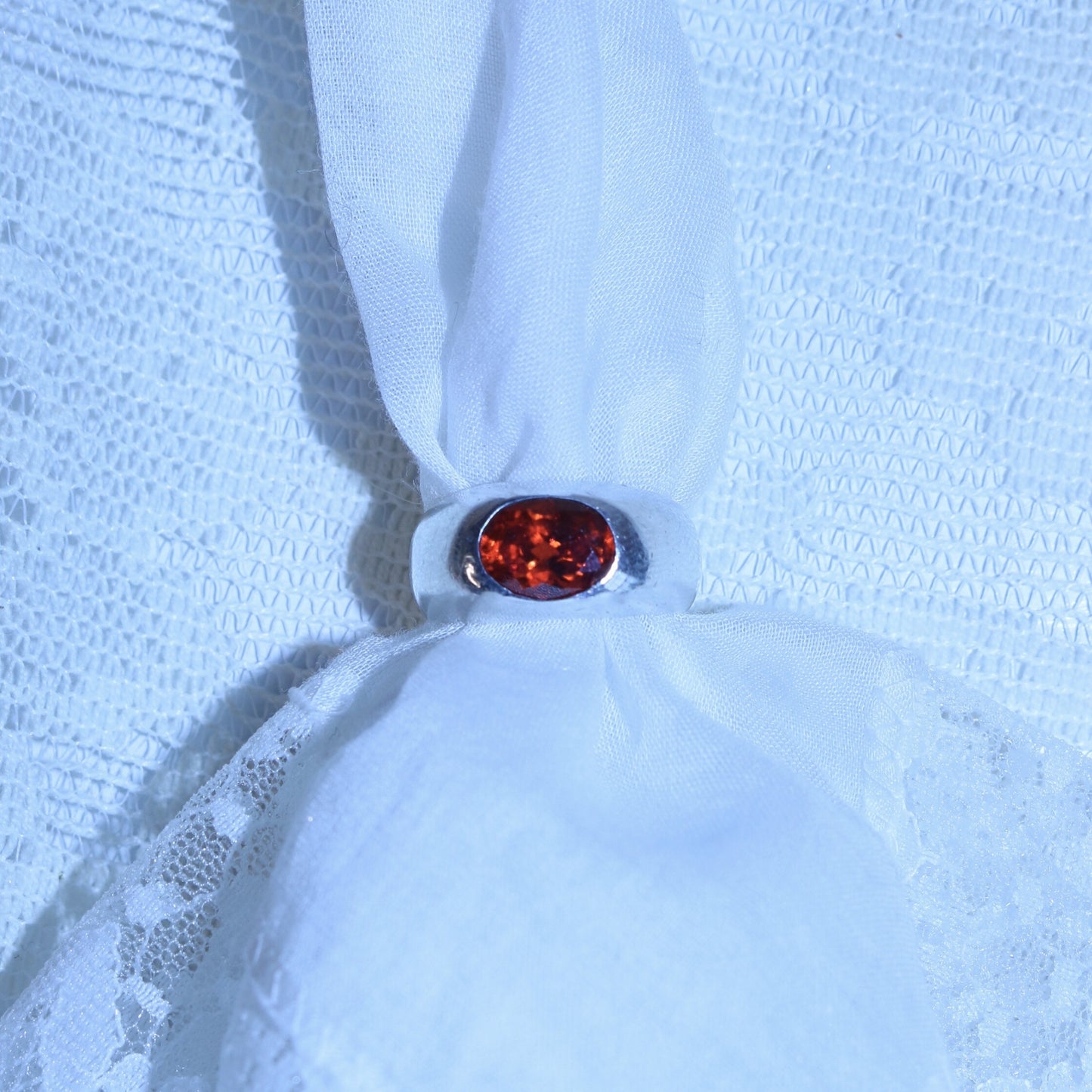 Vintage 925 Sterling Silver Ring with Red Stone