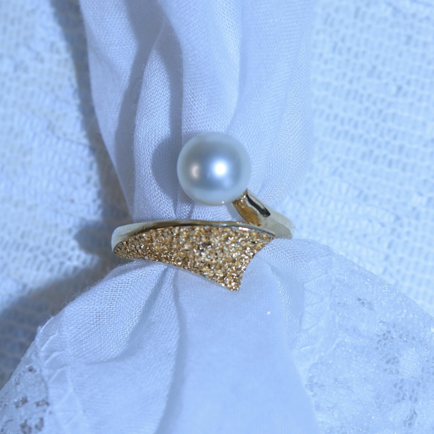 Vintage Pearl and Glitter Bypass Ring