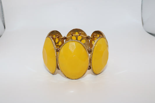 Vintage Yellow Statement Cuff Bracelet
