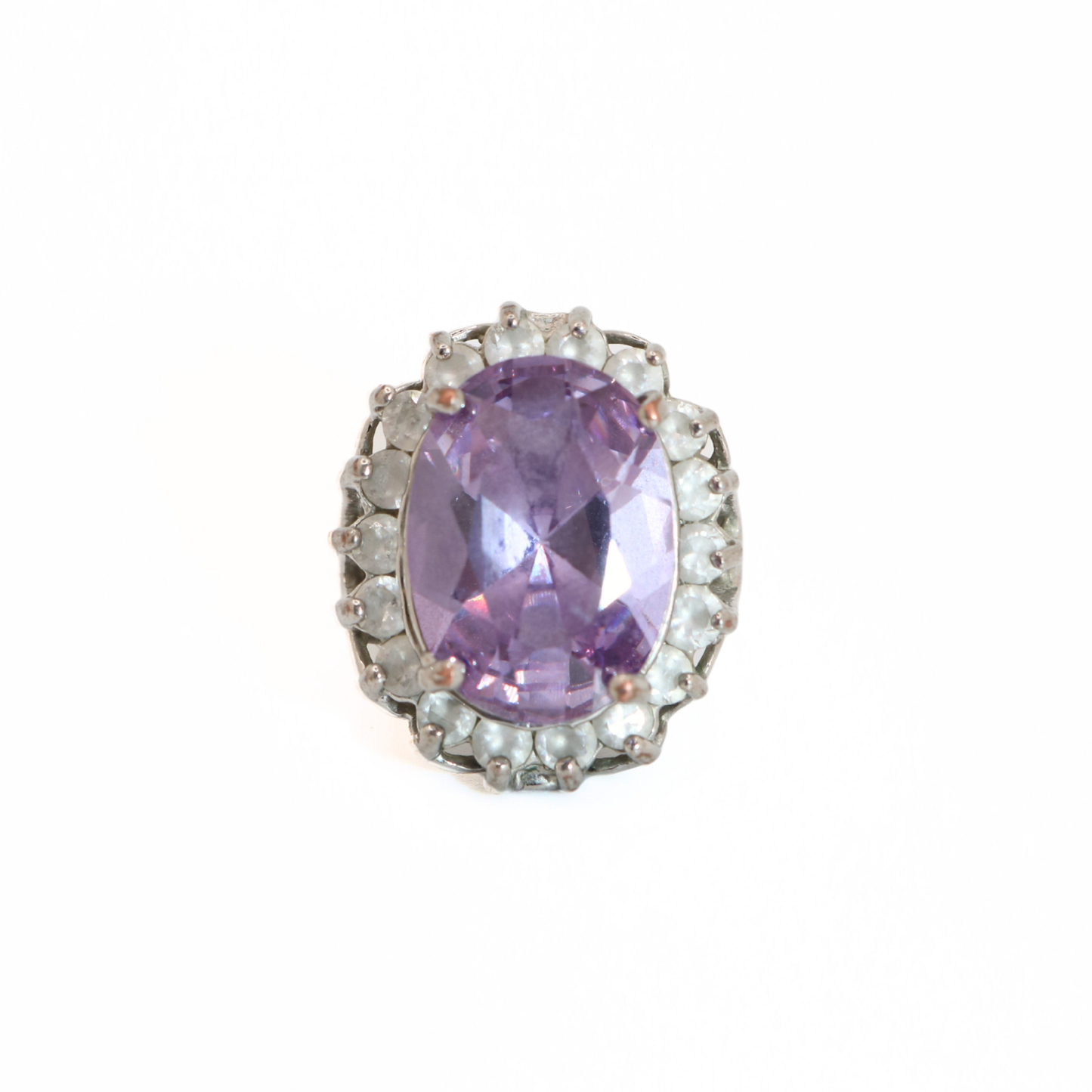 Vintage 18K Gold Plated Ring with Purple Stone